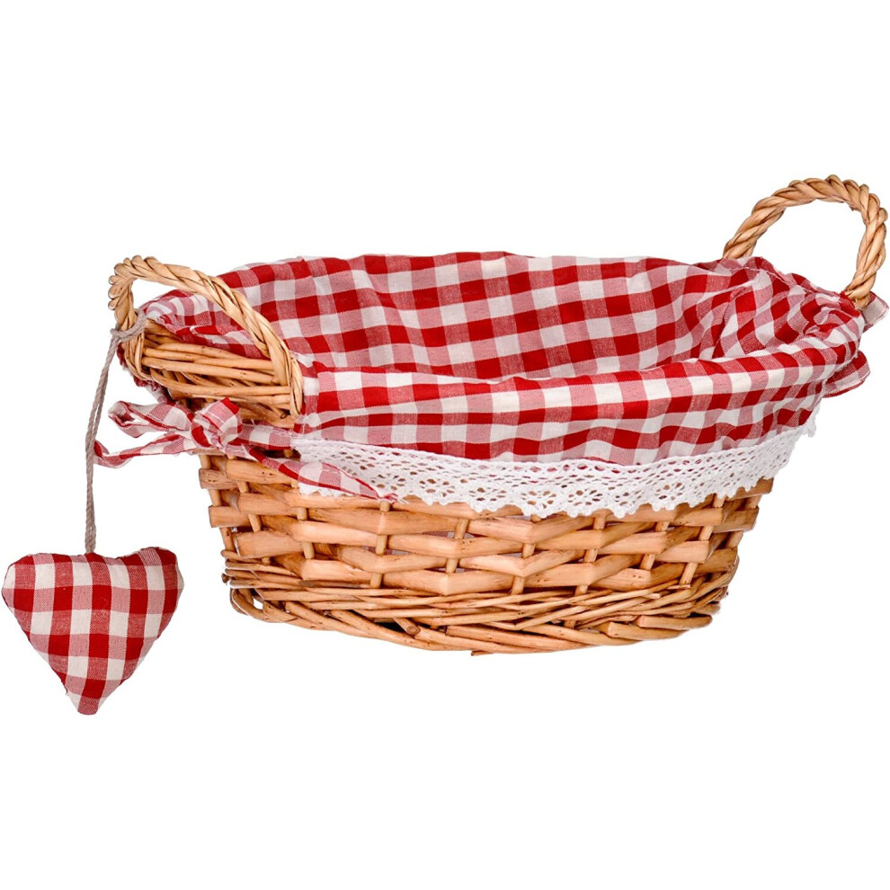 Multi-purpose Round Willow Basket, Red Gingham Lining