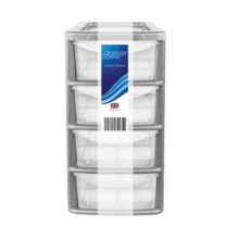 Silver Plastic 4 Drawer Tower Storage Unit Small A5 Stationery 38.5cm