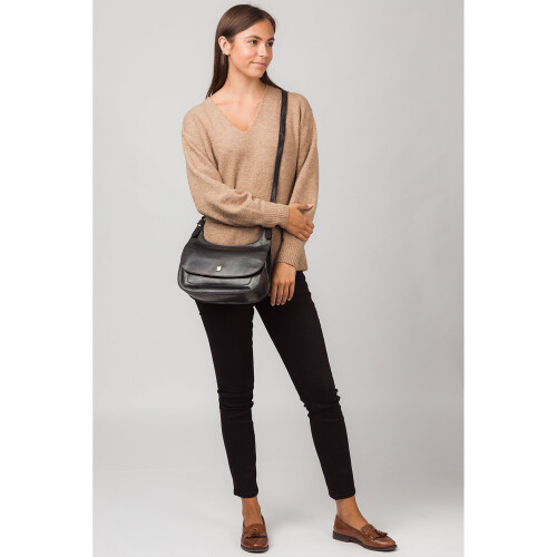 'Ellipse' Black Leather Cross Body Bag 2