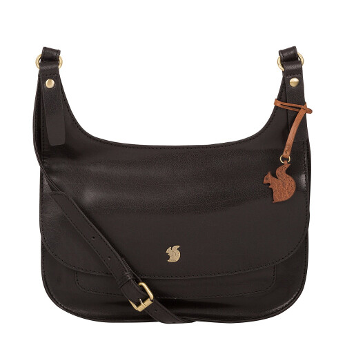 'Ellipse' Black Leather Cross Body Bag 1