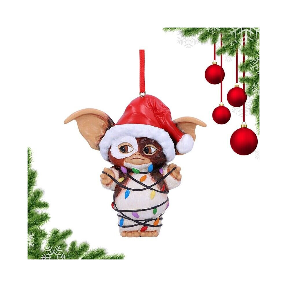 Gremlins Gizmo Fairy Light Santa Hat Hanging Christmas Ornament