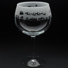 Christmas Gin Glass Santa in Sleigh Copa Engraved Animo Gift Boxed