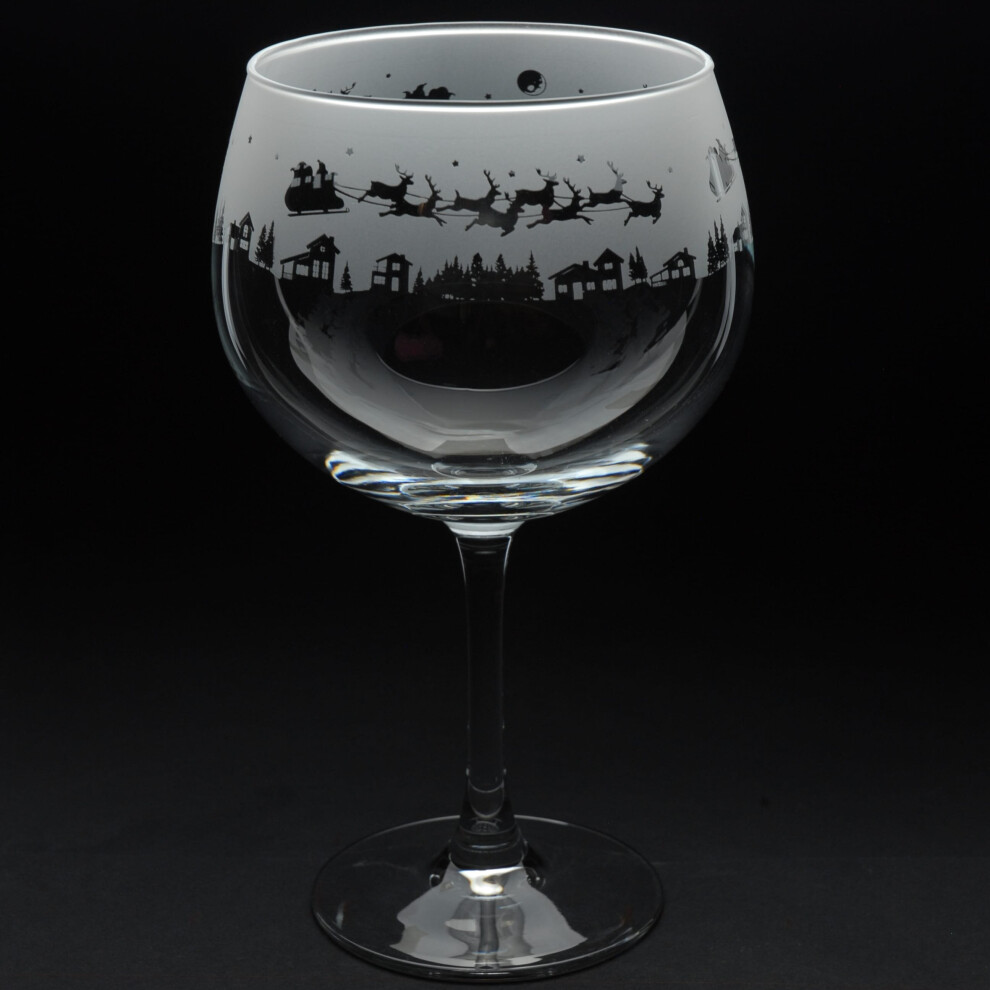 Milford Collection Christmas Gin Glass Santa In Sleigh Copa Engraved Animo Gift Boxed