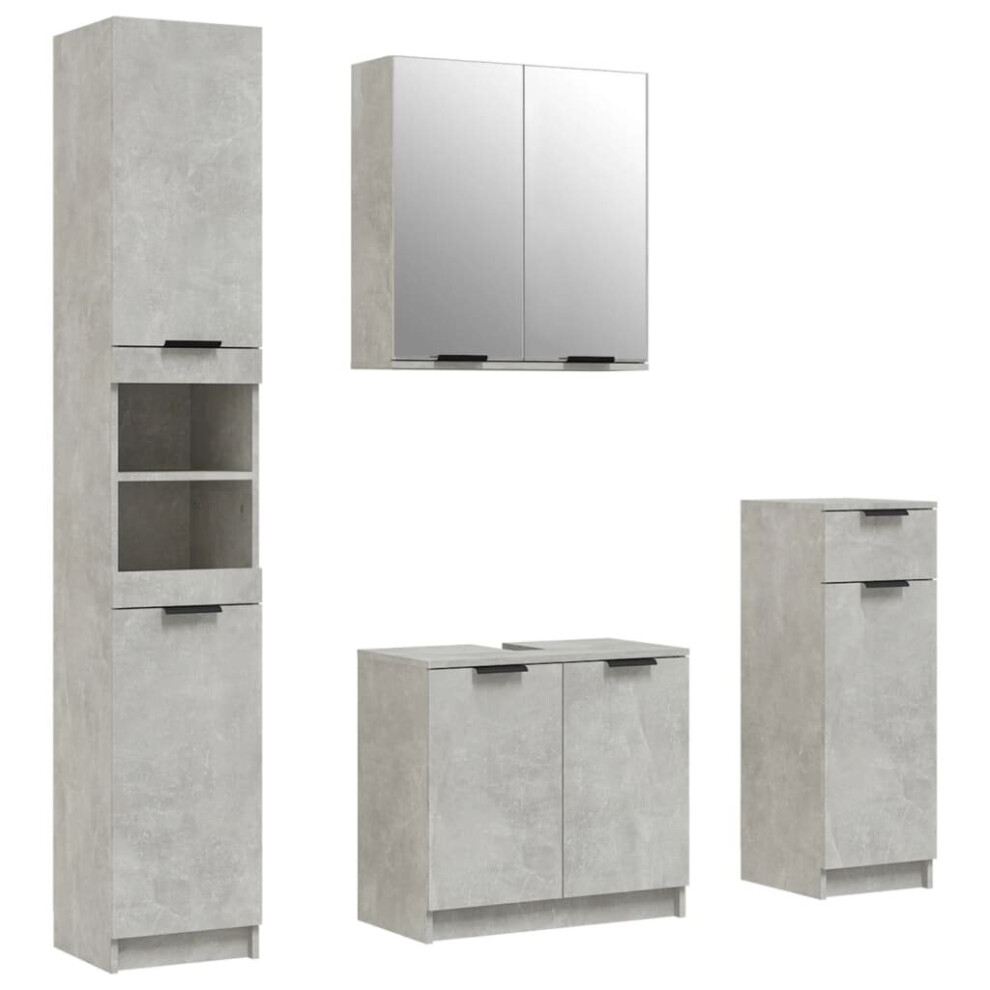 (Concrete grey) vidaXL Bathroom Cabinet Set 4 Piece Engineered Wood Vanity Unit Multi Colours