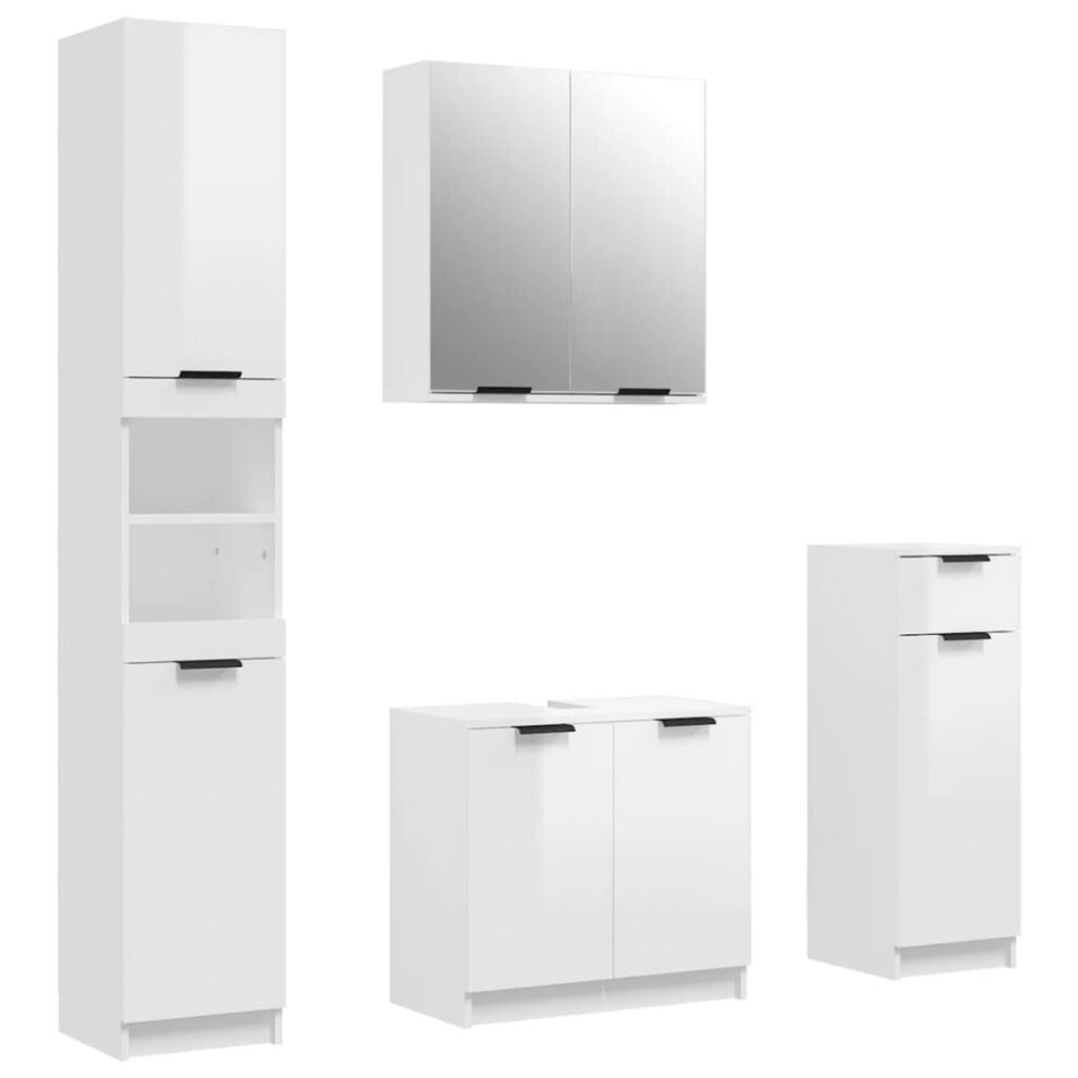 (High Gloss white) vidaXL Bathroom Cabinet Set 4 Piece Engineered Wood Vanity Unit Multi Colours