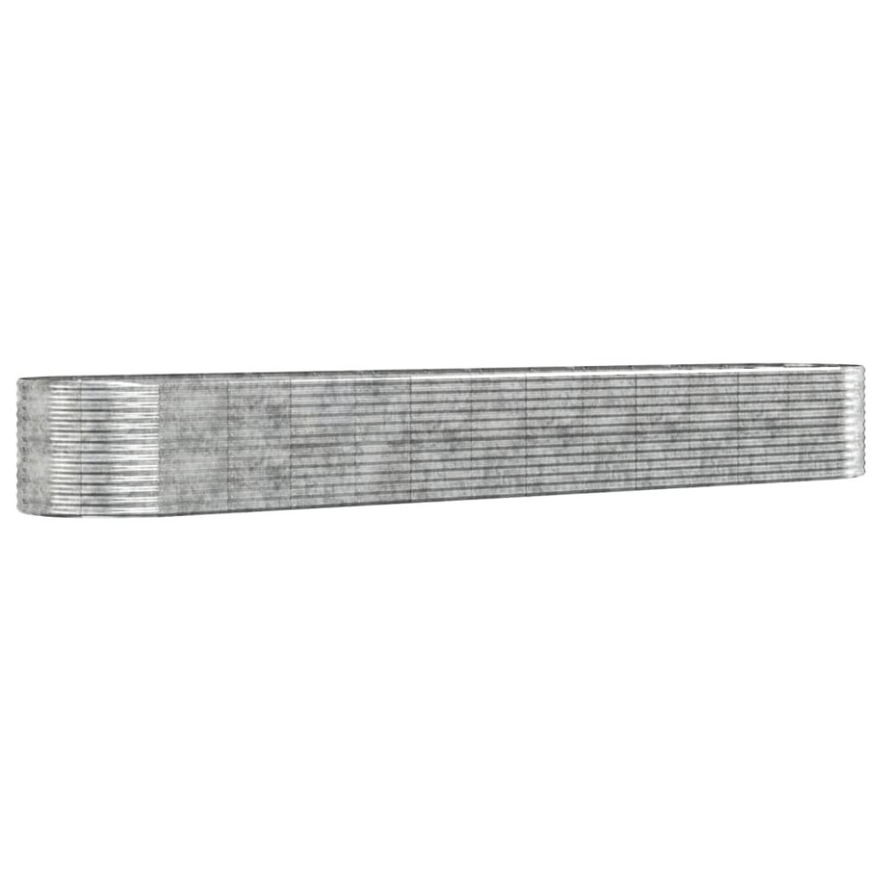 Vidaxl (Silver, 554 X 100 X 68 Cm (L X W X H)) Garden Planter Patio Flower Pot Raised Garden Bed Powder-Coated Steel