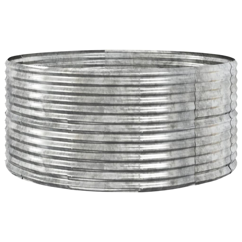 Vidaxl (Silver, 140 X 140 X 68 Cm (L X W X H)) Garden Planter Patio Flower Pot Raised Garden Bed Powder-Coated Steel
