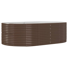 (Brown, 212 x 140 x 68 cm (L x W x H)) vidaXL Garden Planter Patio Flower Pot Raised Garden Bed Powder-coated Steel