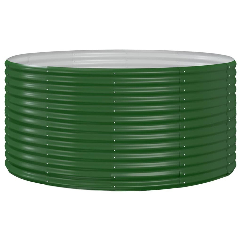 vidaXL Galvanised Steel Raised Garden Bed 140 x 140 x 68cm Green - Image 3