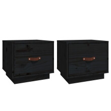 (Black, 2) vidaXL 1/2x Solid Wood Pine Bedside Cabinet End Accent Table Multi Colours