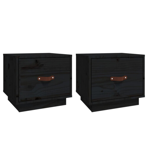 VidaXL (Black, 2) vidaXL 1/2x Solid Wood Pine Bedside Cabinet End Accent Table Multi Colours