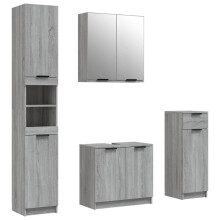 vidaXL 4-tlg. Badmöbel-Set Grau Sonoma Holzwerkstoff