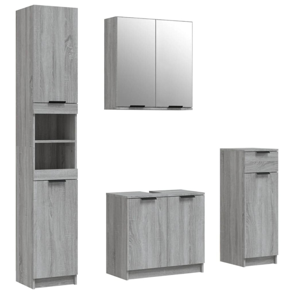 (Grey sonoma) vidaXL Bathroom Cabinet Set 4 Piece Engineered Wood Vanity Unit Multi Colours