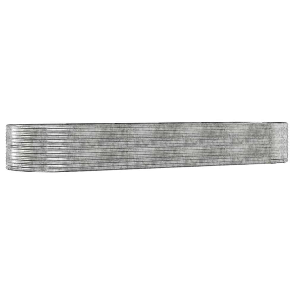 Vidaxl (Silver, 447 X 140 X 68 Cm (L X W X H)) Garden Planter Patio Flower Pot Raised Garden Bed Powder-Coated Steel