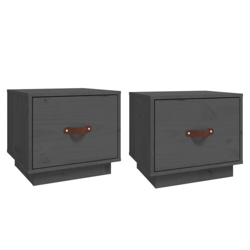 VidaXL (Grey, 2) vidaXL 1/2x Solid Wood Pine Bedside Cabinet End Accent Table Multi Colours