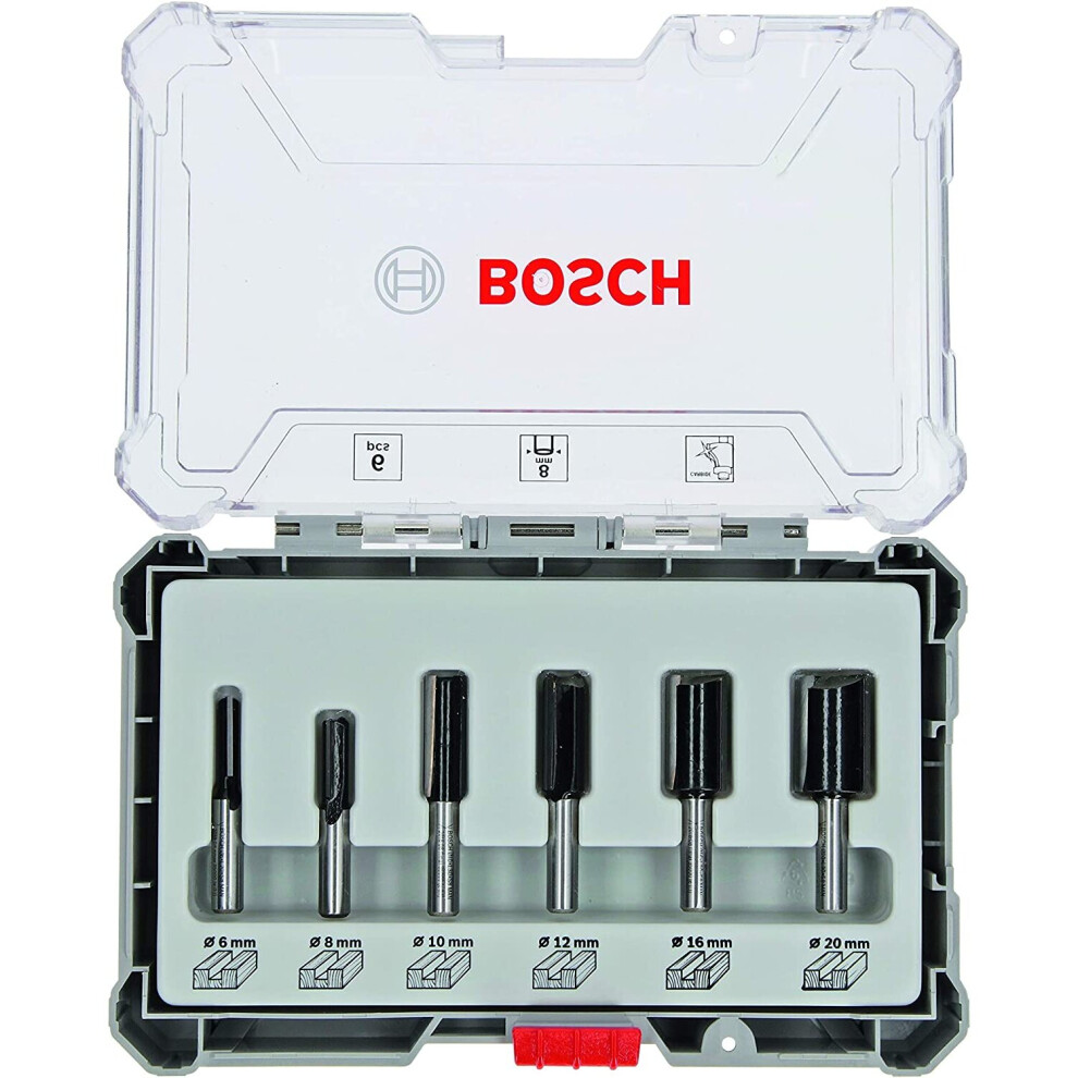 Bosch Professional 6-Piece Groove Cutter Set (for Wood, Accessories Router with 8 mm Shank)