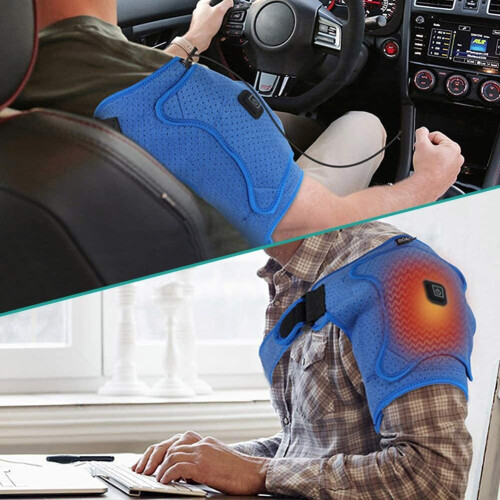 Electric Heated Shoulder Support Brace Pad Wrap Massage Rechargeable 2
