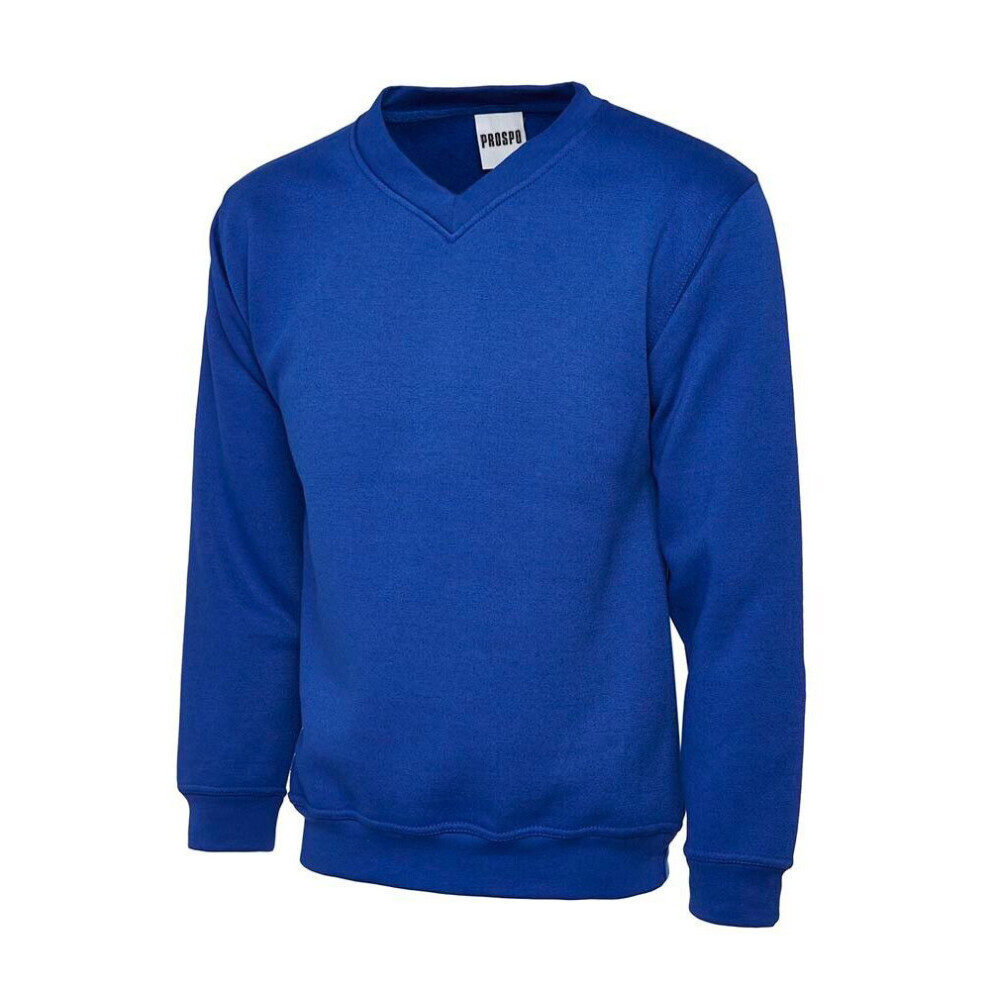 (Royal Blue, 5-6 Years) PROSPO V Neck Jumper Plain Boys Girls School Uniform Kids Unisex Sweatshirt