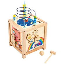 Cube de motricité en bois pour bébé - SMALL FOOT - Rue Sesame - Certifié FSC 100% - Multicolore