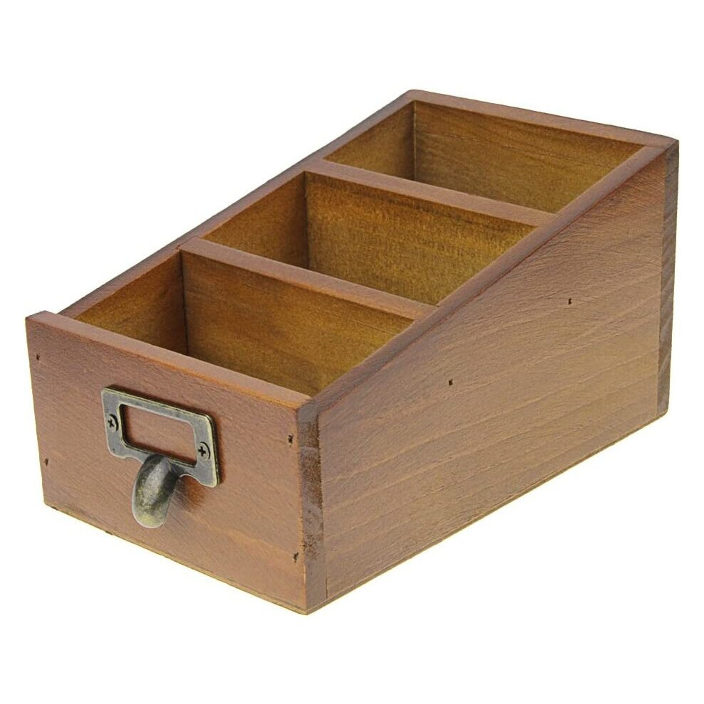 Office Home Stationery Retro Desktop Wood Pen Pencil Holder Cellphone Holder Tabletop Remote Control Organizer Box Cosmetic Brushes Container Desktidy