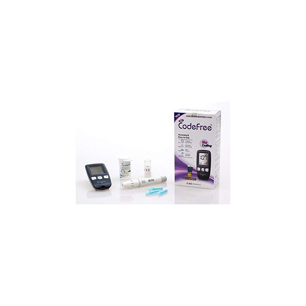 Codefree Blood Glucose Monitor | Diabetes Monitoring Meter Tester | Blood Sugar Testing Kit With Strips, Lancets, Case - In Mmol/L