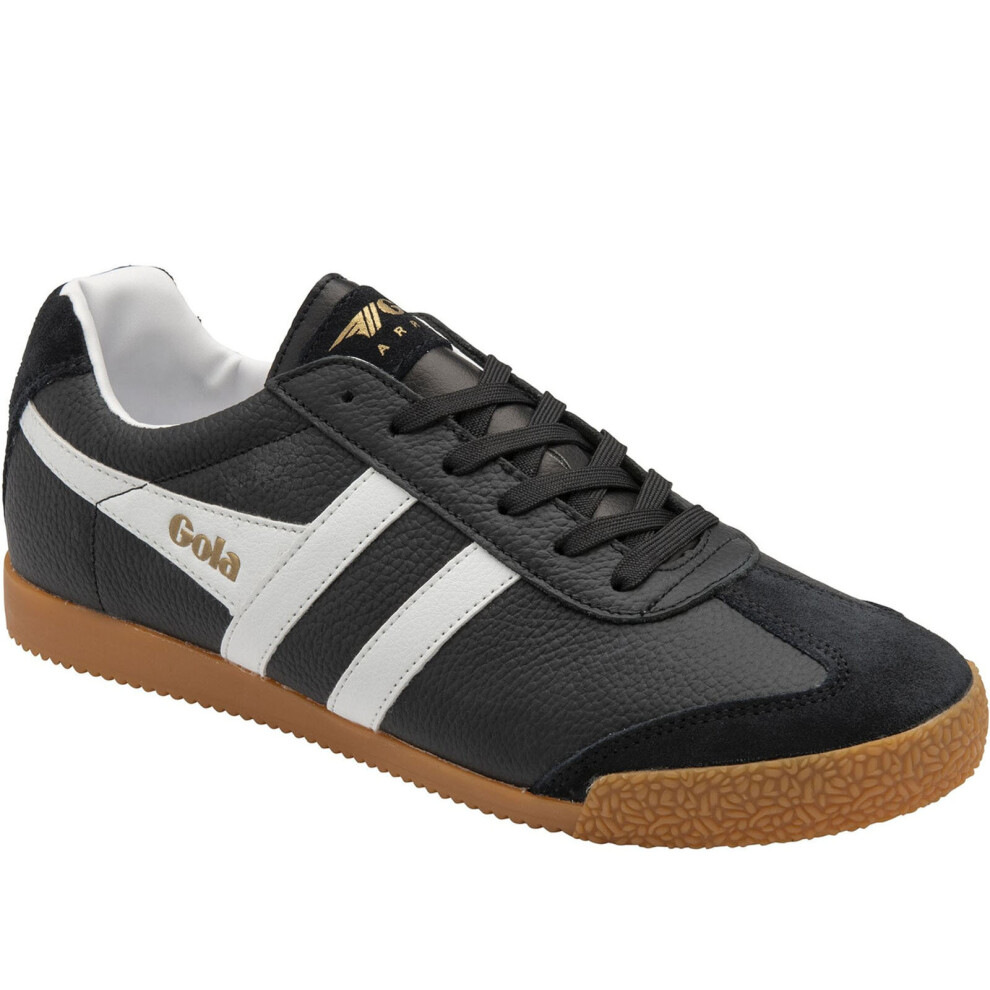 (8 UK, Black/White) Gola Classics Mens Harrier Leather Low Rise Retro Lace Up Trainers Sneakers