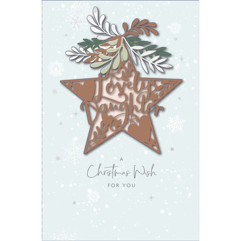 Lovely Daughter 3D Cut Out Embellished Christmas Card Xmas Greeting Cards