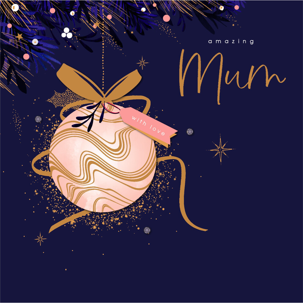 My Amazing Mum Luxury Baubles Embellished Christmas Card Xmas Greeting Cards