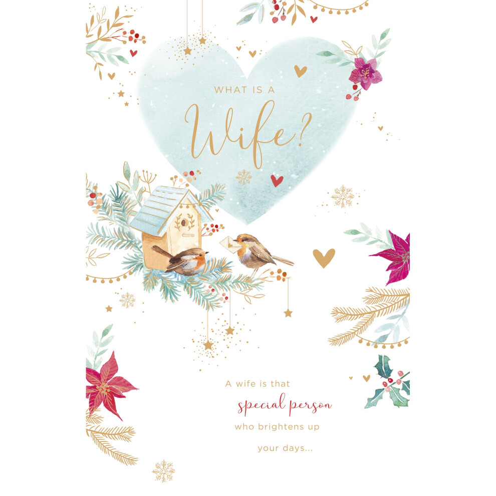 A Wife Who Brightens Your Days Gold Foiled Christmas Card Xmas Greeting Cards