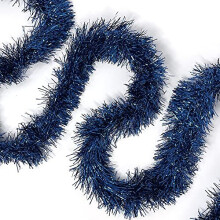 Allgala Navy Blue Tinsel Garland 50 pieds Christmas Metallic Foil Tinsel Garland Decoration For Holiday Tree Walll Rail Home Office Event Automne