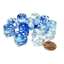 Sady kociek Chessex D6: Nebula tmavomodr s bielou - 16 mm eststrann kocka (12) blok kociek
