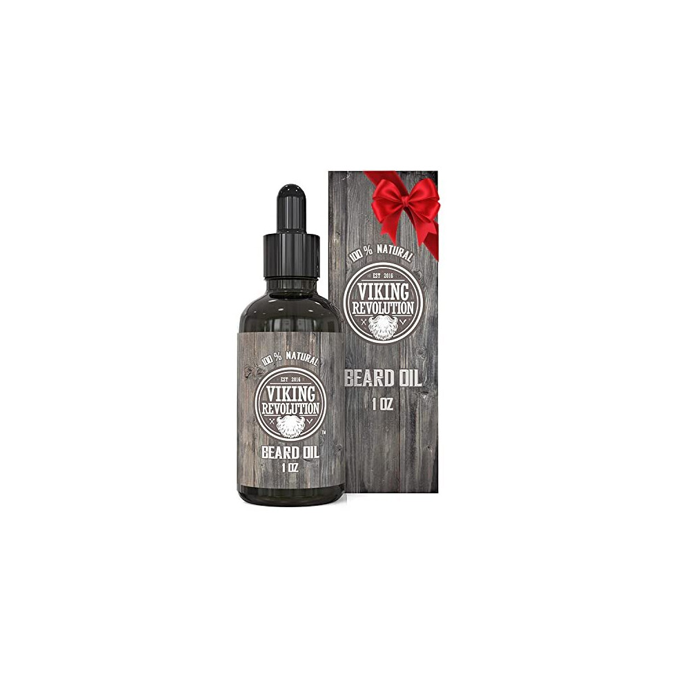Viking Revolution Beard Oil Conditioner - All Natural Unscented Argan & Jojoba Oils Softens, Smooths & Stren