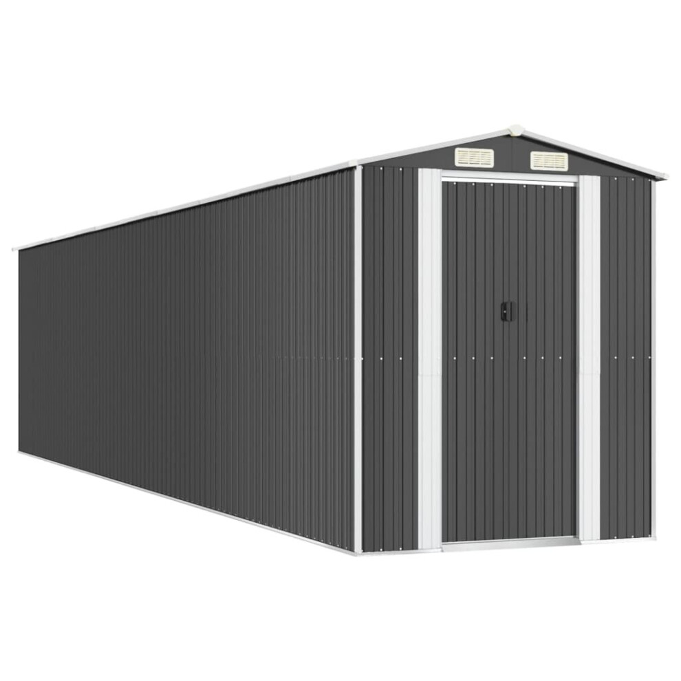 Vidaxl (192 X 855 X 223 Cm (L X W X H)) Garden Shed Galvanised Steel Outdoor Tool Storage Patio Lawn Tool Shed