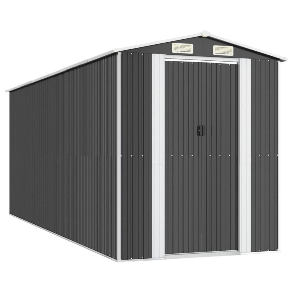 Vidaxl (192 X 523 X 223 Cm (L X W X H)) Garden Shed Galvanised Steel Outdoor Tool Storage Patio Lawn Tool Shed