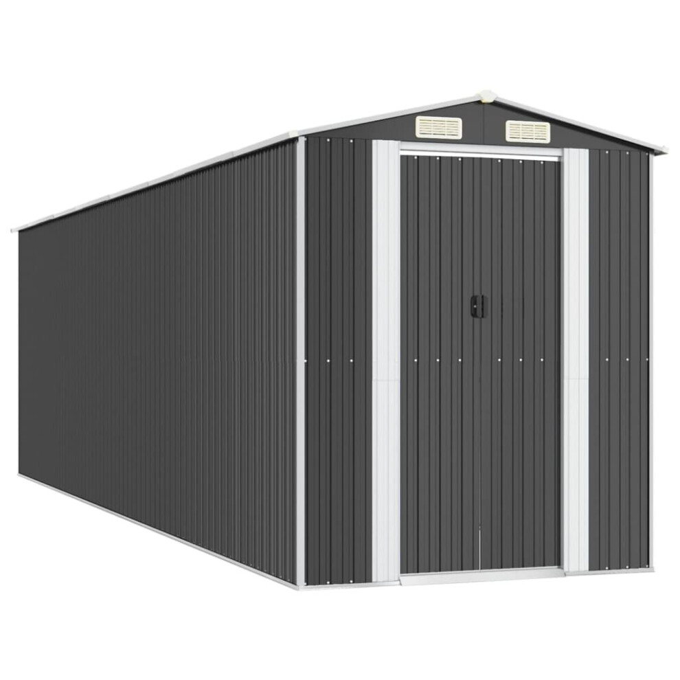 (192 x 689 x 223 cm (L x W x H)) vidaXL Garden Shed Galvanised Steel Outdoor Tool Storage Patio Lawn Tool Shed