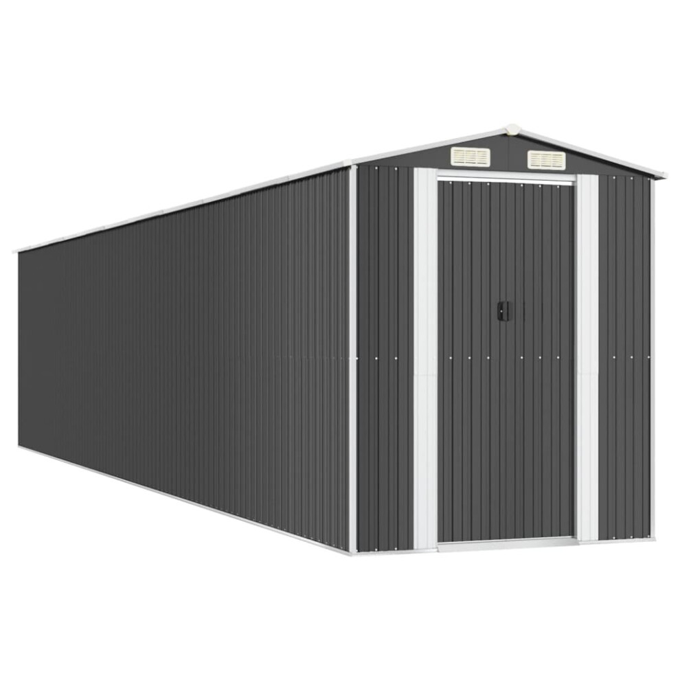 Vidaxl (192 X 938 X 223 Cm (L X W X H)) Garden Shed Galvanised Steel Outdoor Tool Storage Patio Lawn Tool Shed
