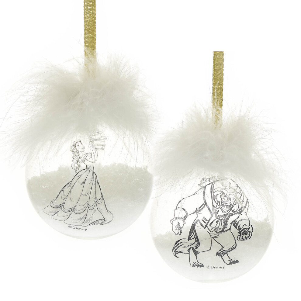 Christmas Baubles Disney Beauty & Beast 2 Set Hanging Tree Decorations