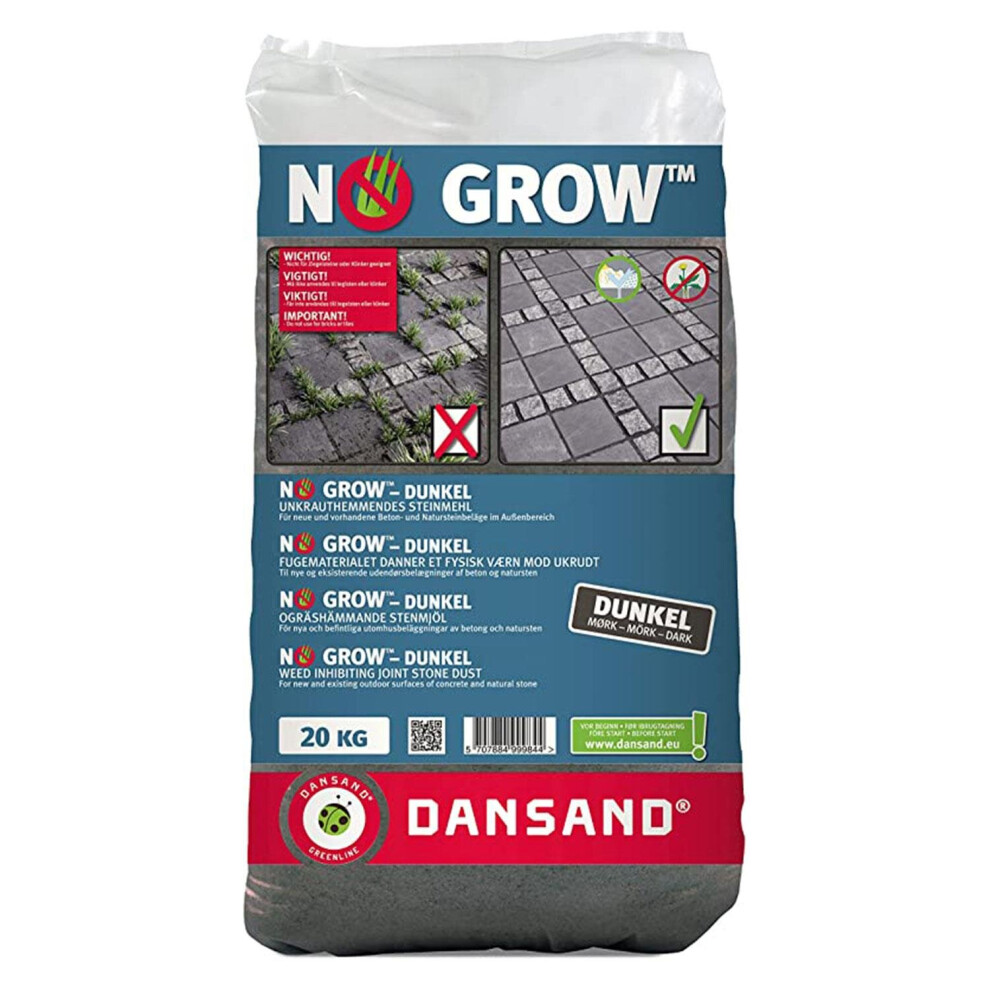 Dansand No Grow Easy Fix Ready Mixed Patio Brush Paving Sand, 20kg Bag, Grey