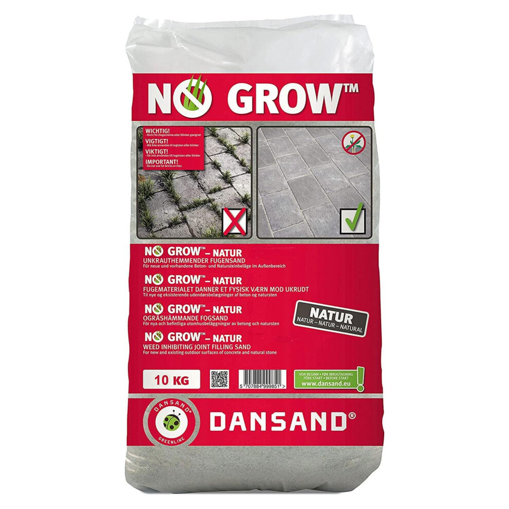 Dansand No Grow Easy Fix Ready Mixed Patio Brush Paving Sand, 10kg Bag, Beige