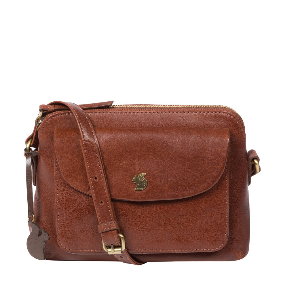 'Dainty' Conker Brown Leather Cross Body Bag