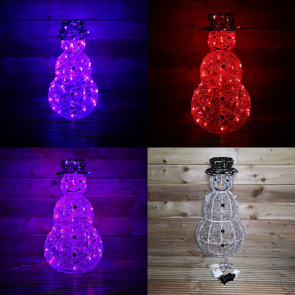 Samuel Alexander Indoor Outdoor Acrylic Snowman Christmas Decoration With Colour Changing Led 60Cm