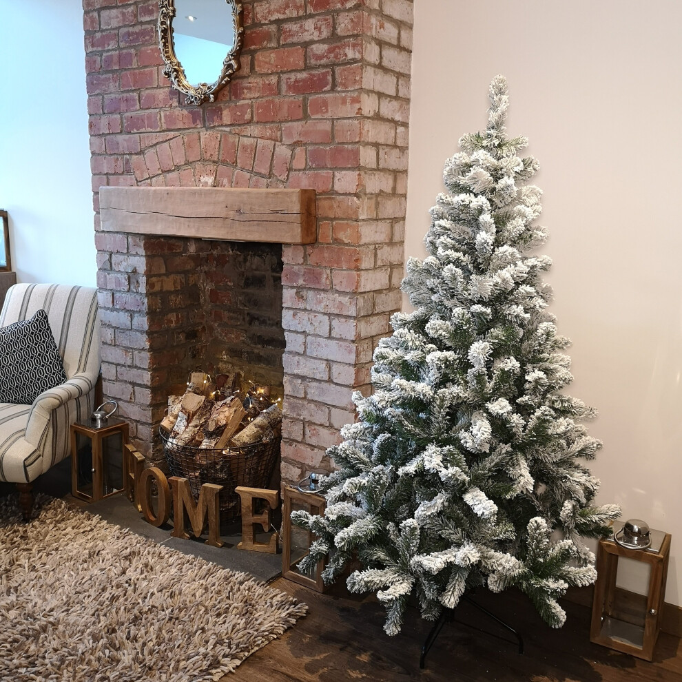 Samuel Alexander Kaemingk 6Ft (180Cm) Flocked Snowy Imperial Pine Hinged Christmas Trees