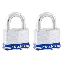 Cadeado Exterior Master Lock 5T com Chave, 2 Pack com Chaves Iguais, Prata