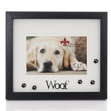 Lawrence Frames Walnut Wood 4 by 6 Woof Picture Frame, Matted Shadow Bo by Dog Frame