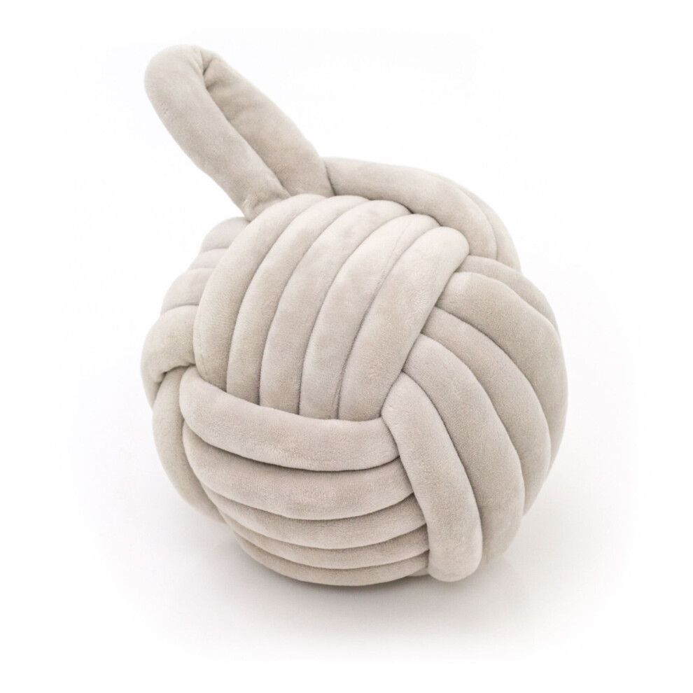 Carousel Stylish Chunky Fabric Nautical Knot Doorstop | Nautical Seaside Monkey's Fist Door Stop | Decorative Beach Knot Door Stopper Ball Grey