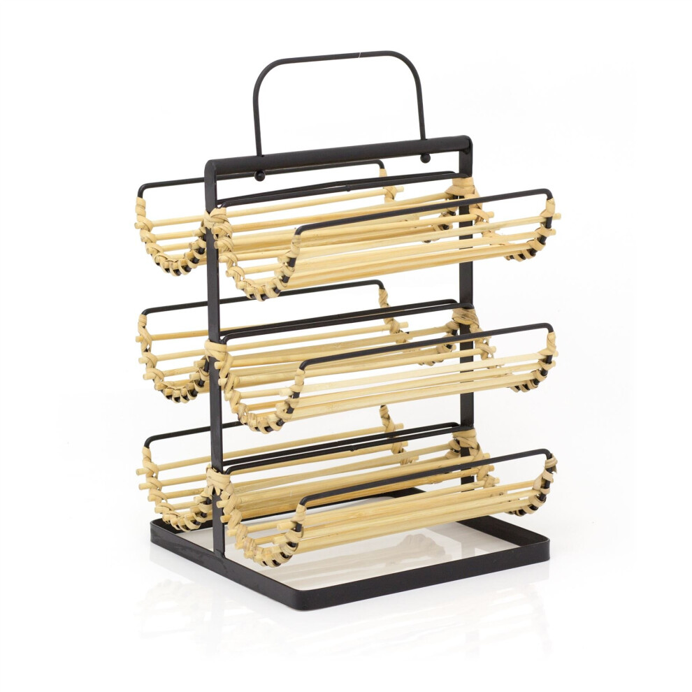 Iron And Rattan 6 Wine Bottle Storage Wine Rack | Wine Bottle Holder Free Standing Wine Bottle Rack | Wine Bottle Storage Holder