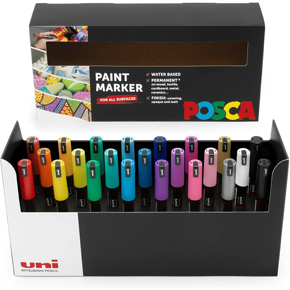 POSCA - PC-1MR - Paint Marker Art Pens - 0.7mm - Deskset of 23 Colours