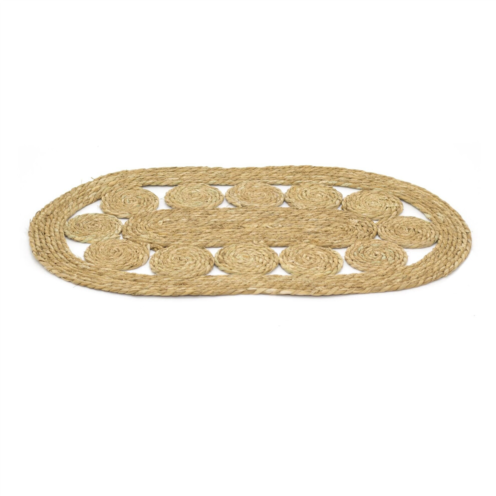 80cm Bohemian Oval Rug Braided Area Rug | Woven Rugs Entrance Rug Oval Scatter Rugs | Woven Braided Area Rugs