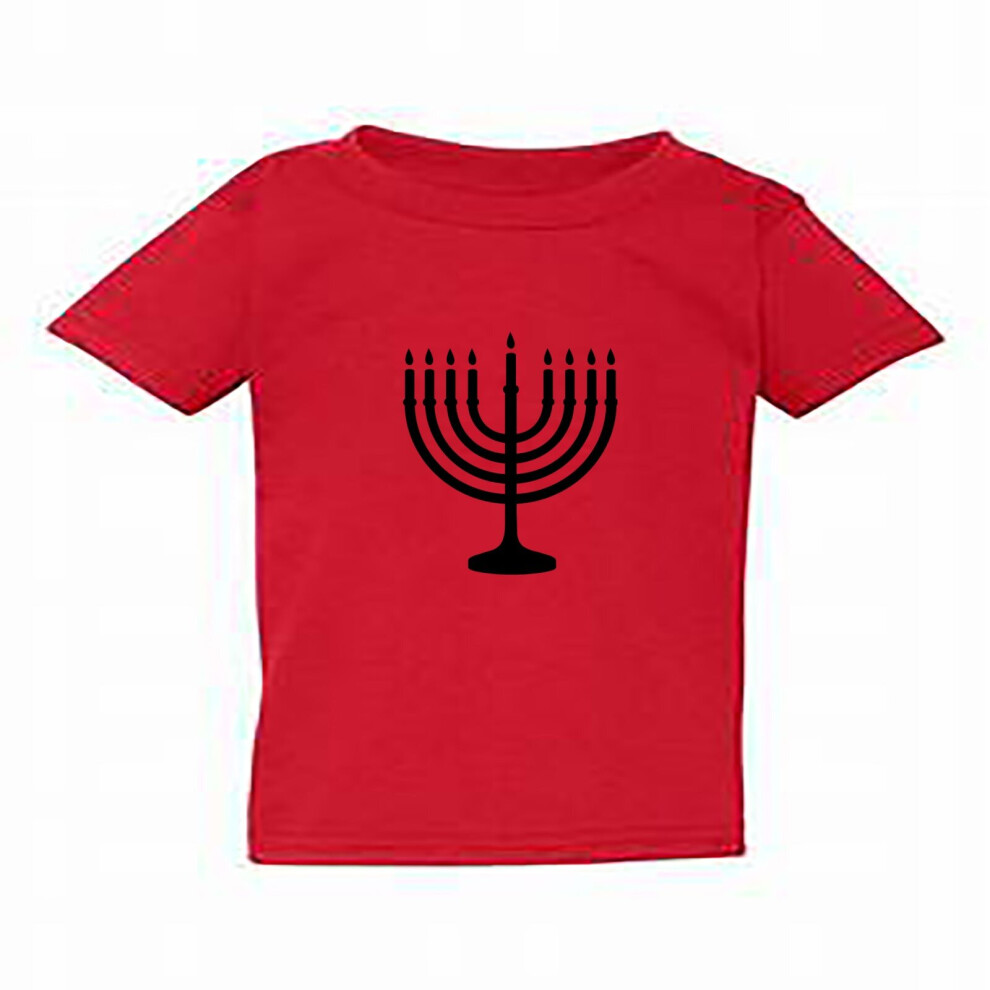 (Red, Medium / 3T / 2-3 YO) Jewish judaism Festival Celebration Hanukkah Kids Boys Girls T Shirt Tee Top