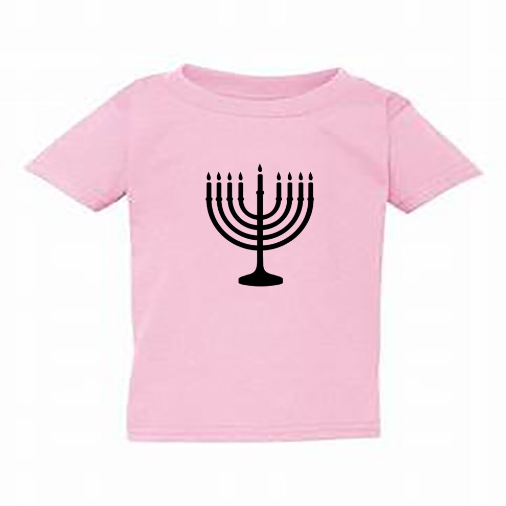 (Pink, Medium / 3T / 2-3 YO) Jewish judaism Festival Celebration Hanukkah Kids Boys Girls T Shirt Tee Top